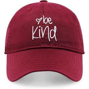 Unisex Burgundy 100% Cotton Be Kind Embroidered Adjustable Classic Baseball Cap